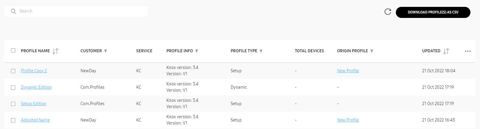 Knox Configure profiles